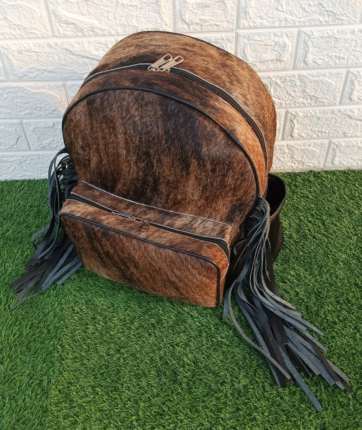 Small Cowhide Backpack Hair On Hide Leather