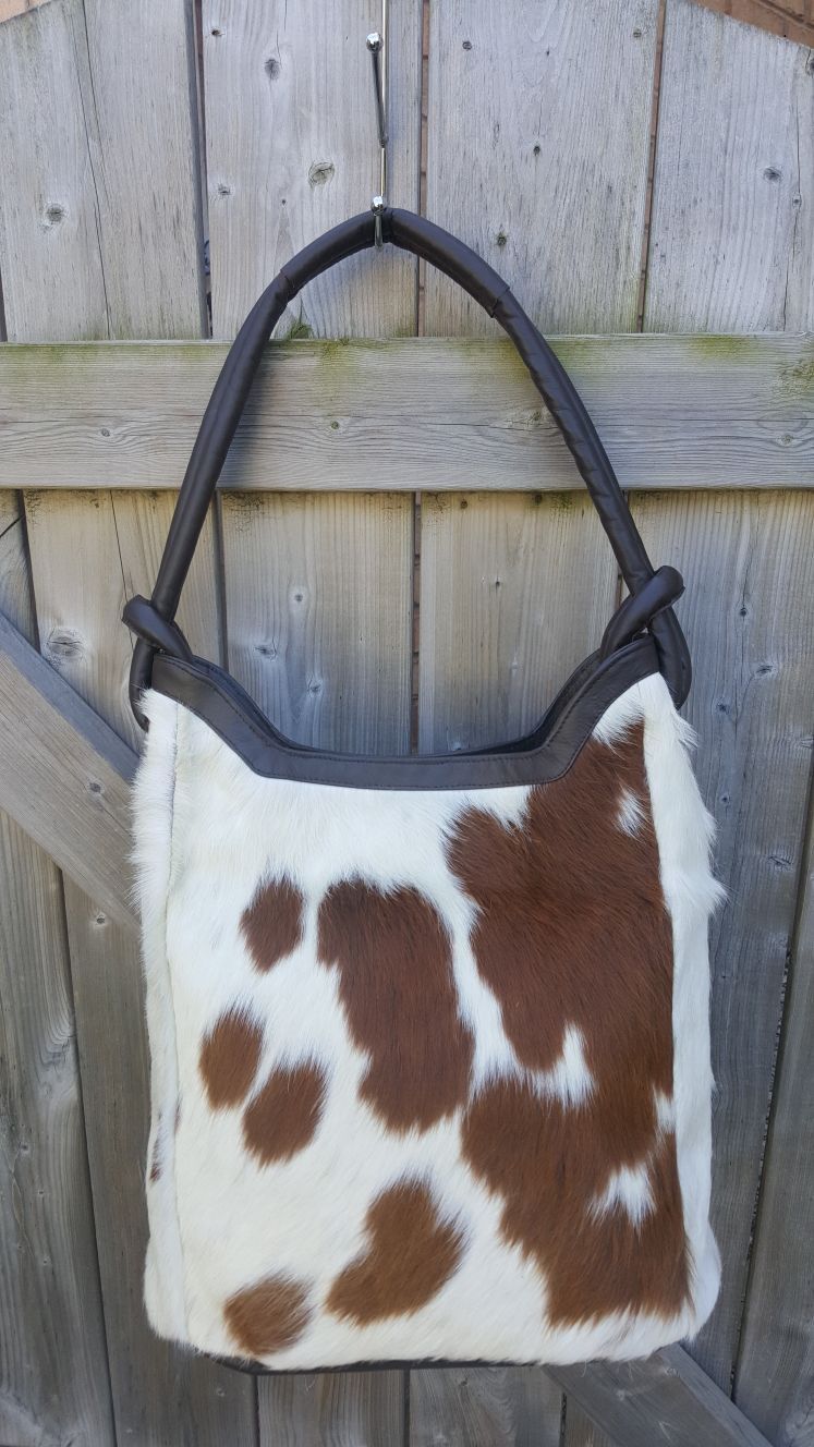 Cowhide Bucket Bag Real Hair On