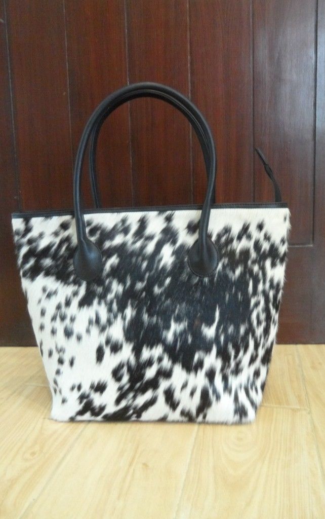 Handmade hair on real cowhide tote bag