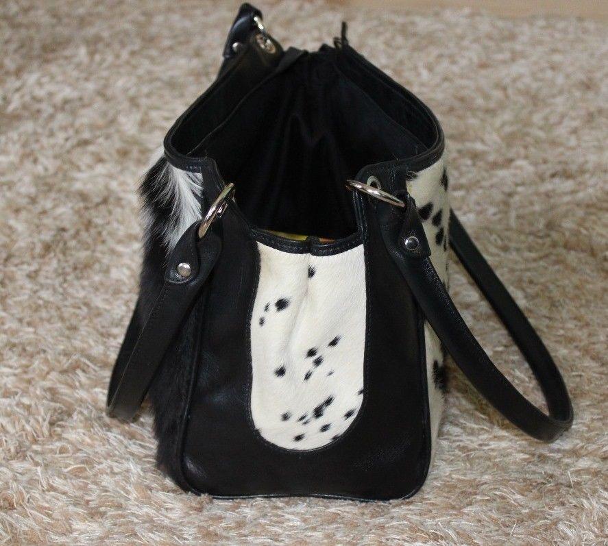 Black White Cowhide Shoulder Bag