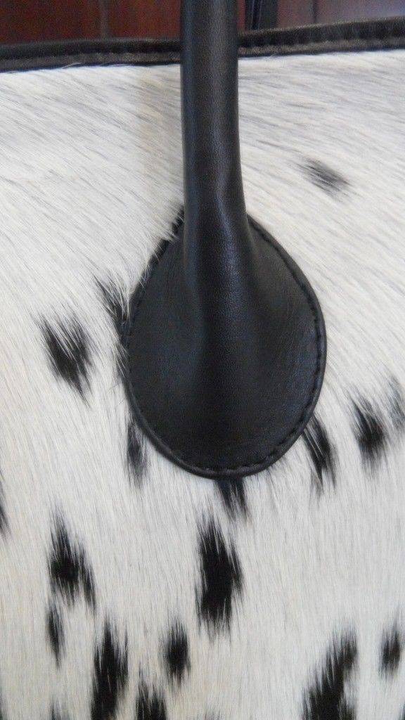 black and white cowhide tote bag