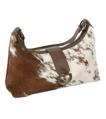 Brown And White Cowhide Fur Purse