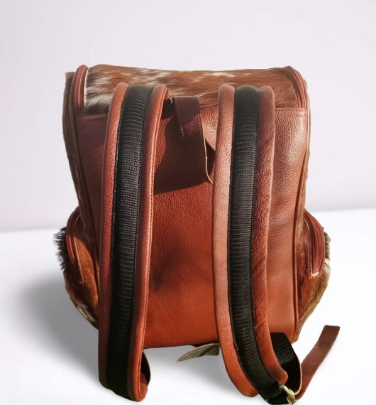 Natural Cowhide Backpack with Fringe