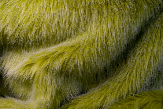 A close up of a green furry animal