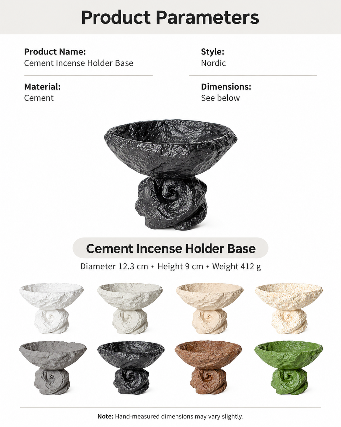 Modern Incense Holder in Cement with Sculptural Pedestal Bowl