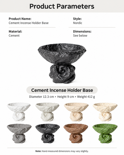 Modern Incense Holder in Cement with Sculptural Pedestal Bowl