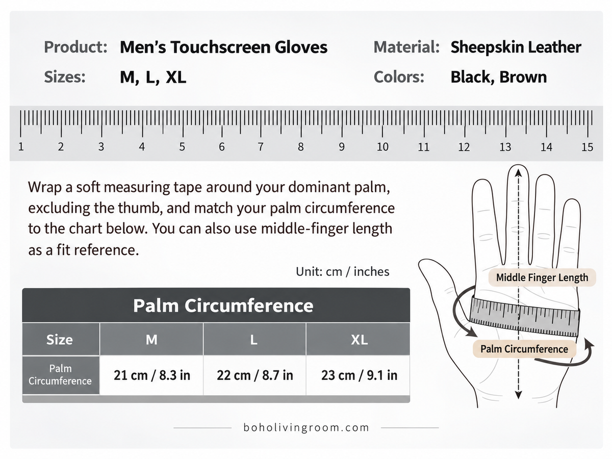 Men’s Leather Driving Gloves in Sheepskin with Perforated Touchscreen Design