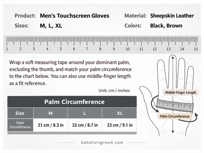Men’s Leather Driving Gloves in Sheepskin with Perforated Touchscreen Design