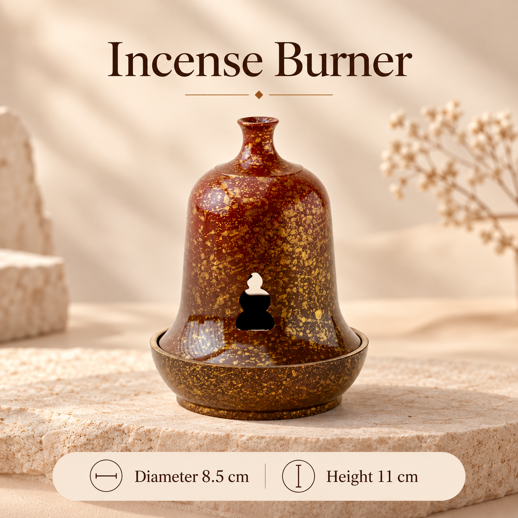 Coil Incense Burner with Removable Cover and Internal Mesh Tray 1