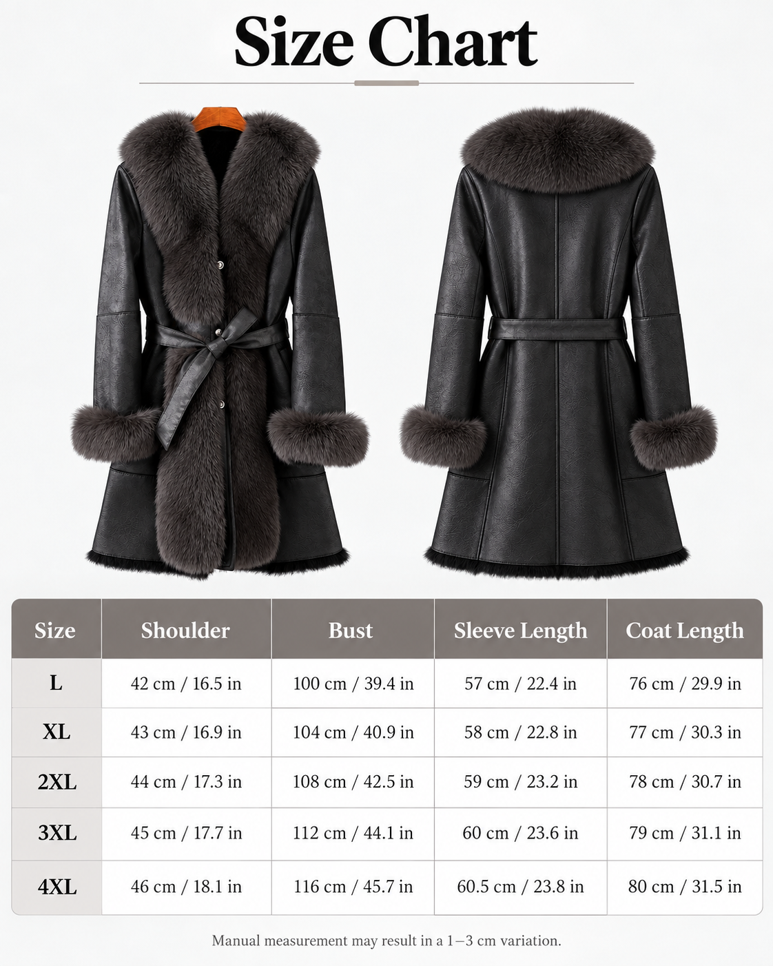 Women's Long Winter Coat Black Belted Oversized Collar Design
