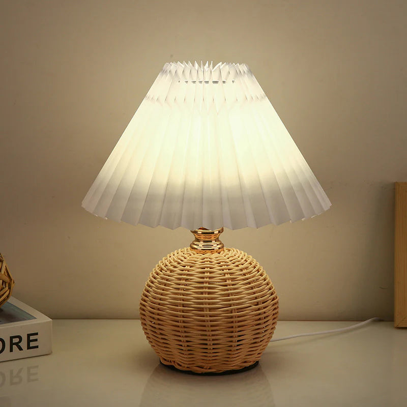 Premium rattan bamboo woven table lamp