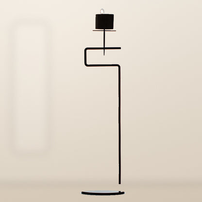 Black Wrought Iron Candle Stand with Wooden Cup – 45 cm