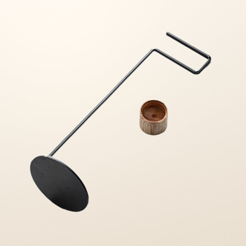 Black Wrought Iron Candle Stand with Wooden Cup – 45 cm
