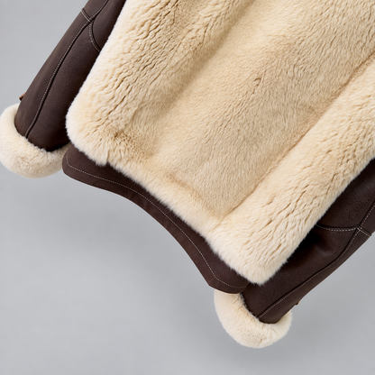 Brown Leather Jacket Women Short Winter Fur Collar Style