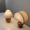 Modern ash wood fabric table lamp set