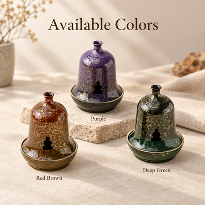Coil Incense Burner with Removable Cover and Internal Mesh Tray