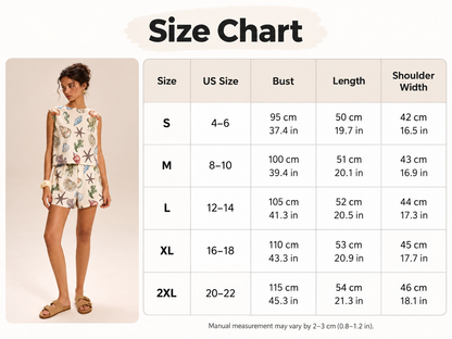 Shell Print Shorts Set with Sleeveless Top and Sea Life Motifs