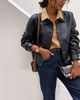 Women's Cropped Leather Jacket in Lambskin with Relaxed Moto Style