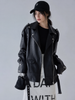 Women’s Oversized Black Sheepskin Leather Biker Jacket