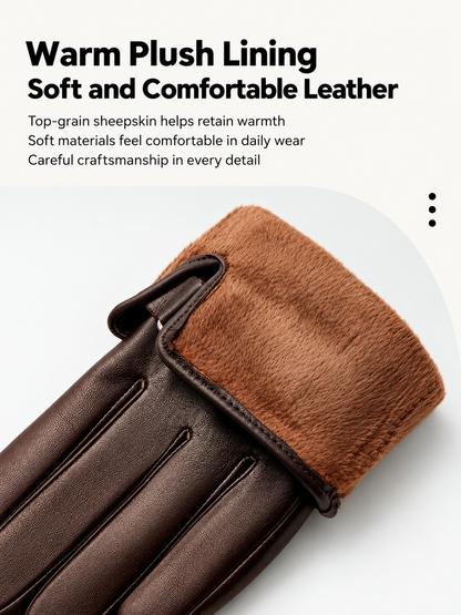 Men’s Sheepskin Leather Gloves for Warm Touchscreen Driving