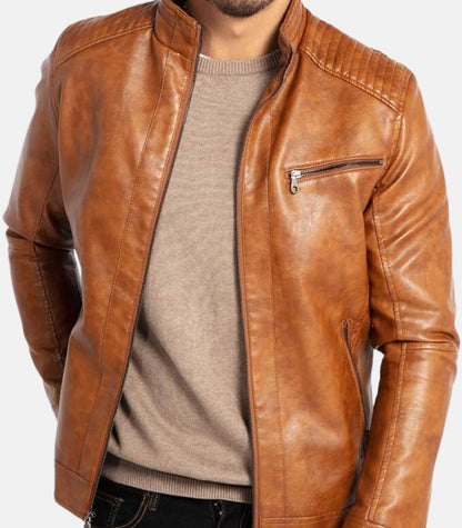 Stylish Tan Brown Leather Jacket