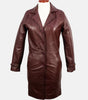 Women's Leather Long Jacket Button Closure