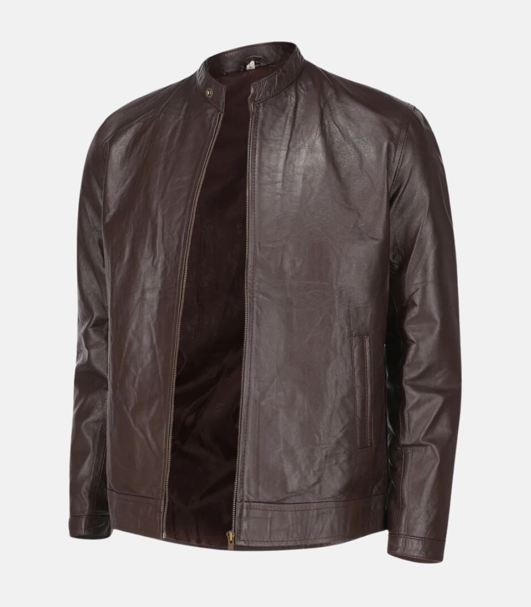 real leather brown jacket