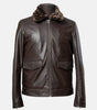 Brown Leather Jacket with Brown Fur Collar