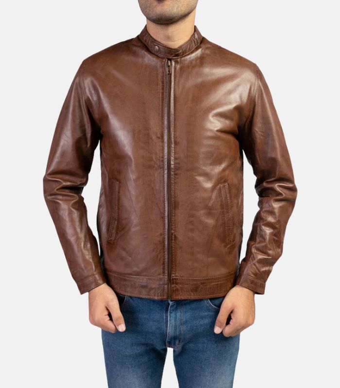 mens brown real leather jacket