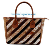 Natural Cowhide Patchwork Tote Shoulder Purse