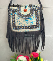 Metallic Cowhide Crossbody Purse