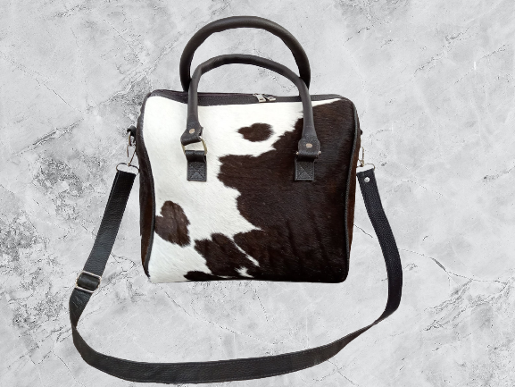 Black White Cowhide Shoulder Purse