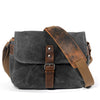 Canvas Camera Bag with Top-Grain Cowhide and Interior Dividers