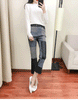 Women’s High Waist Sheepskin Flare Leather Pants Slim Fit Ankle Length