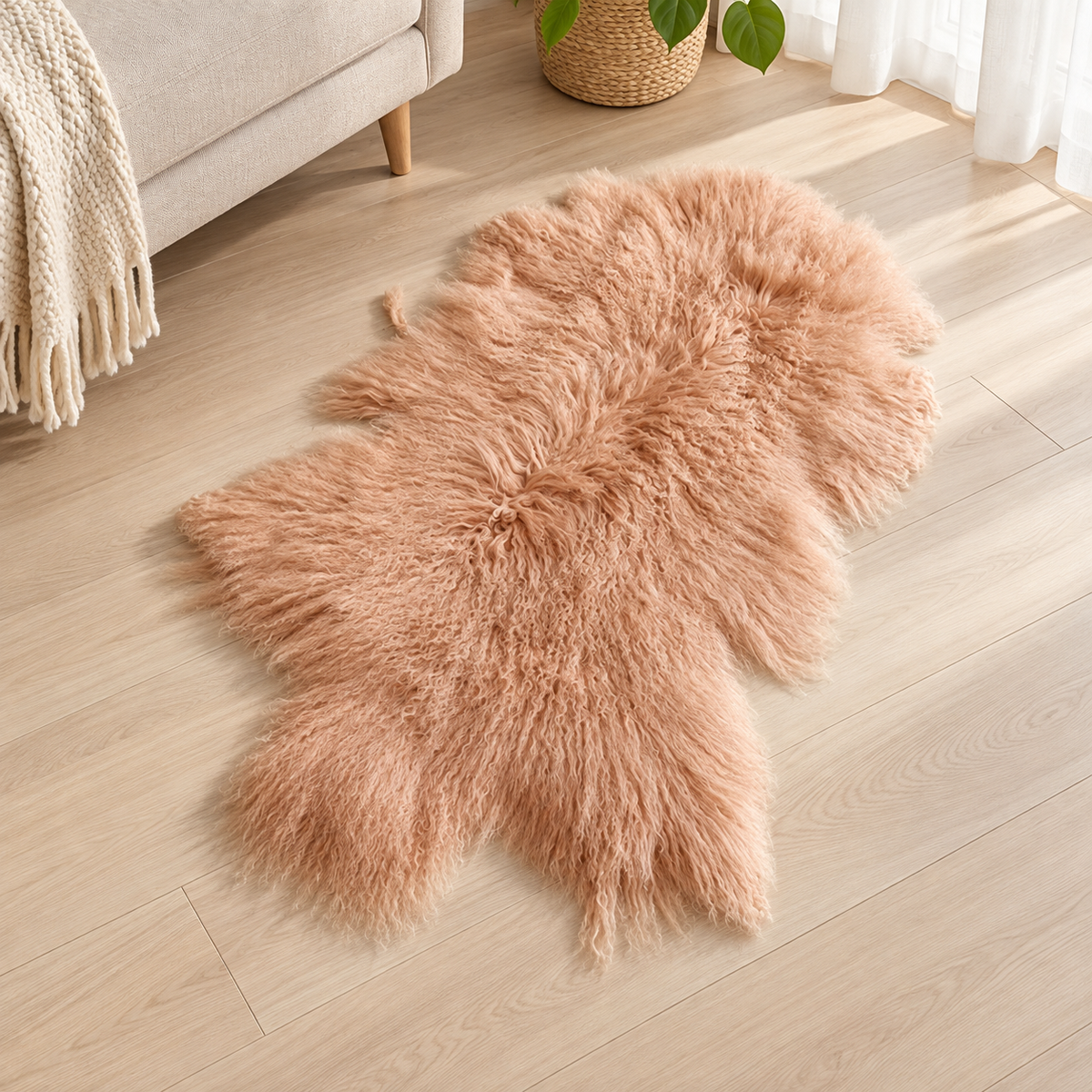 Genuine Curly Sheepskin Rug with Long Wool for Home Decor 2