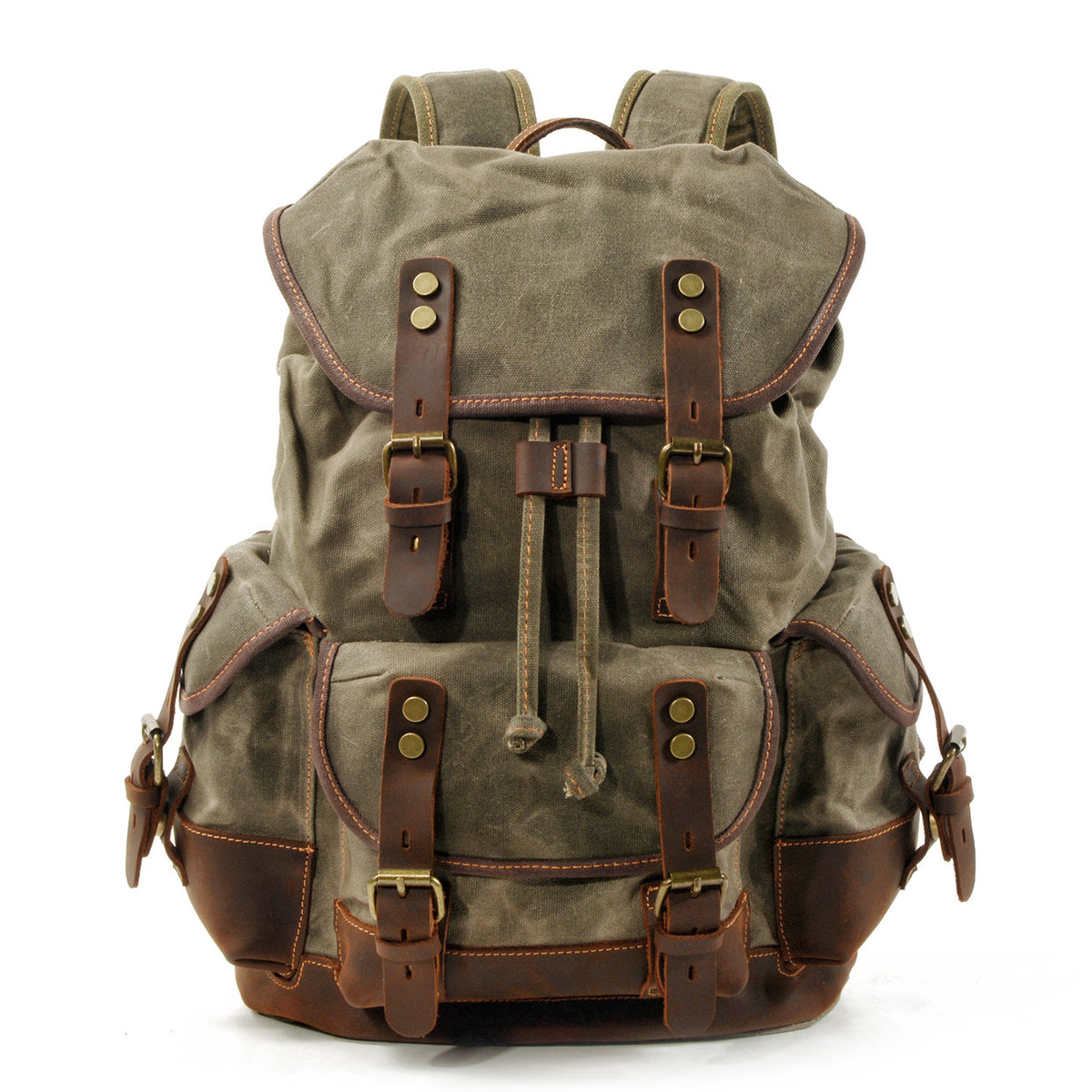 Vintage Canvas Backpack with Leather Trim for Everyday Travel