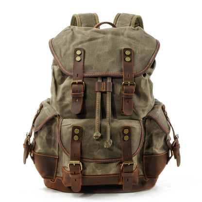 Vintage Canvas Backpack with Leather Trim for Everyday Travel