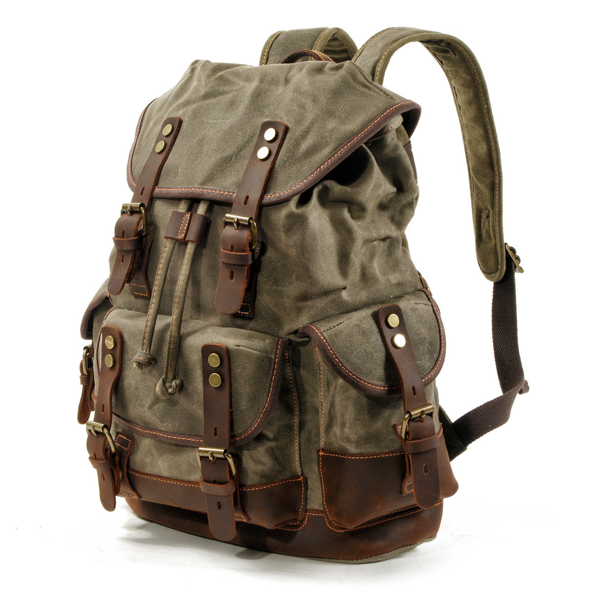Vintage Canvas Backpack with Leather Trim for Everyday Travel