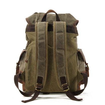 Vintage Canvas Backpack with Leather Trim for Everyday Travel