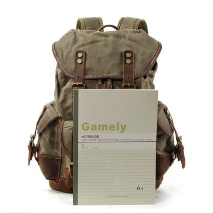Vintage Canvas Backpack with Leather Trim for Everyday Travel