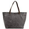 Waxed Canvas Tote Bag with Top-Grain Cowhide Shoulder Handles