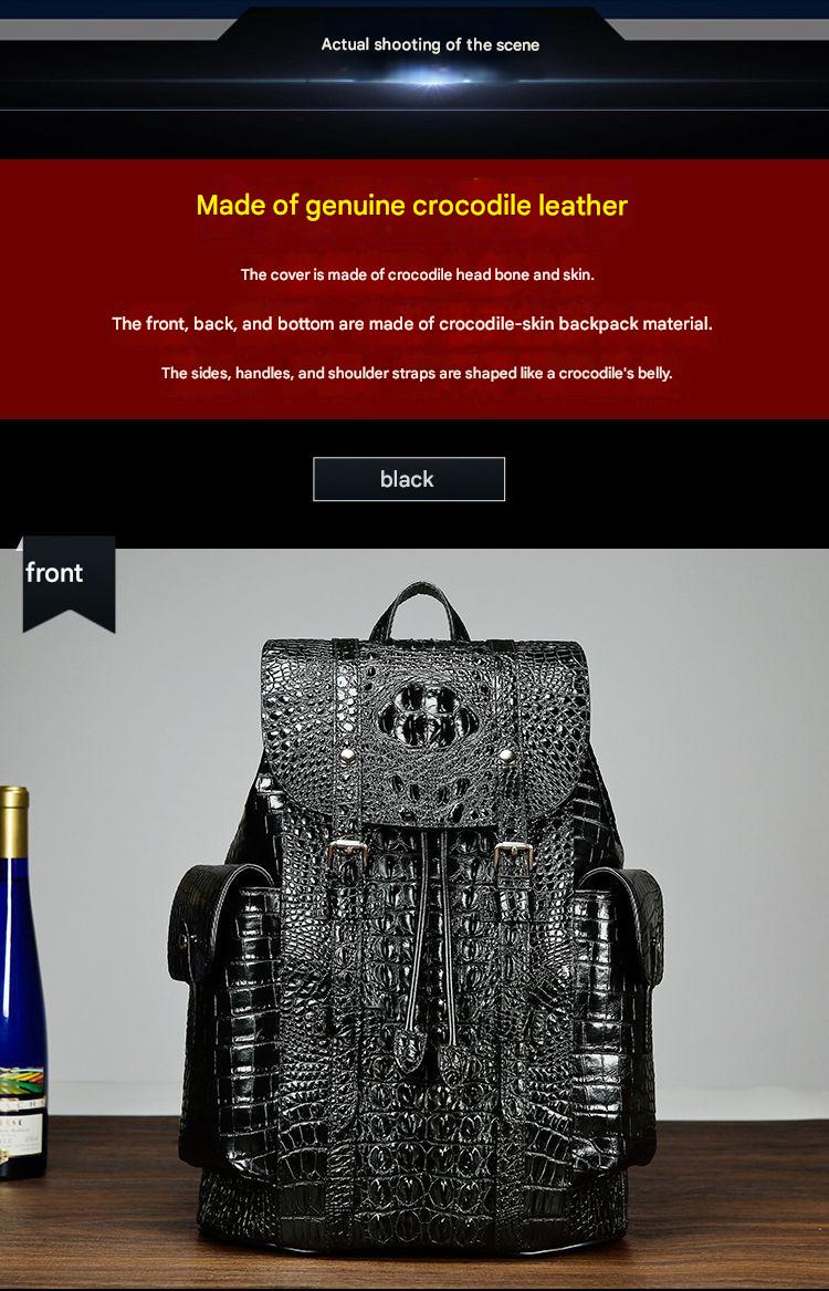 Men genuine crocodile leather backpack