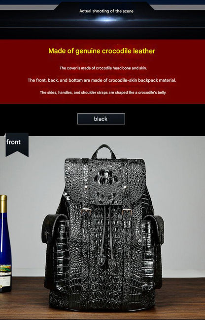 Men genuine crocodile leather backpack
