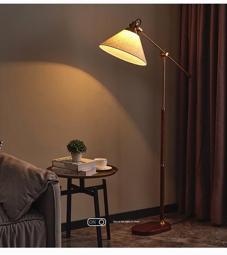 Fishing arm retro floor lamp for reading