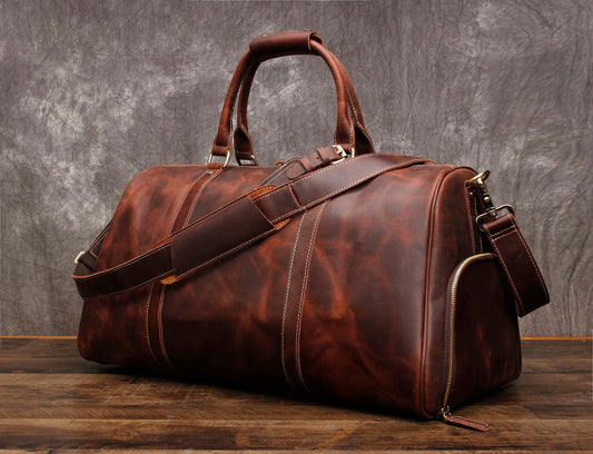 Genuine Leather Weekender Duffle Bag