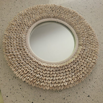 Papua Necklace Inspired Cowrie Shell Round Mirror