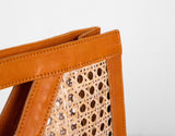 V Style Leather Rattan Handbag
