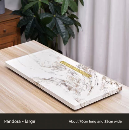 Natural Marble Tea Tray With Glaze & Drainage