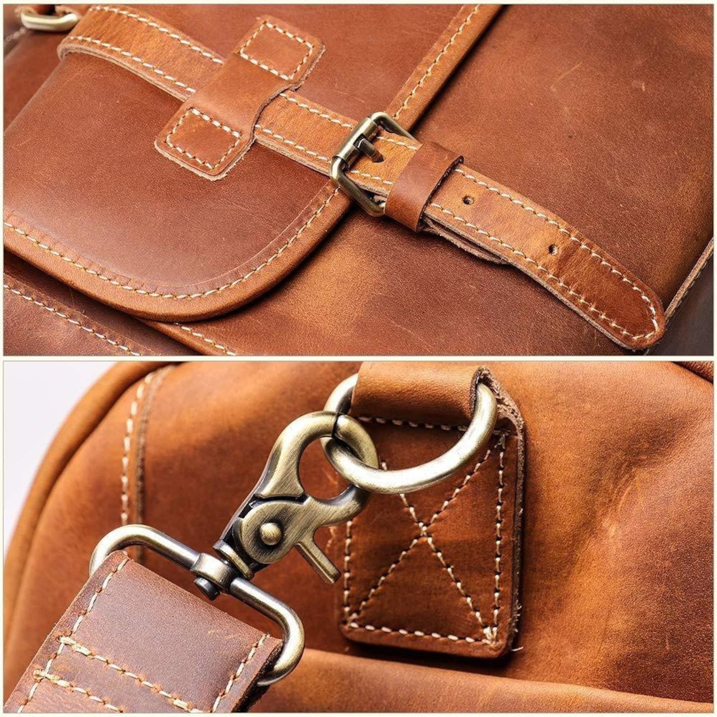 leather duffle bag with shoe compartment