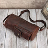 Leather Men Messenger Bags Cylindrical Style